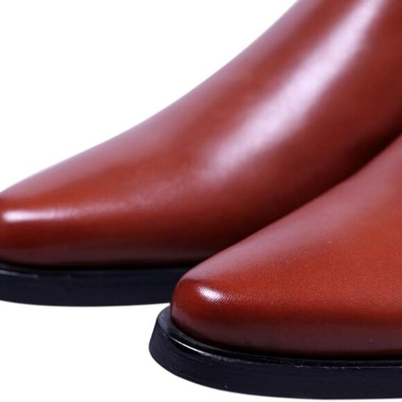 Santimon Men\'s US 8, 10 Brown Ankle Genuine Leather Zipper Pointed Toe Boots  Pl main image 9